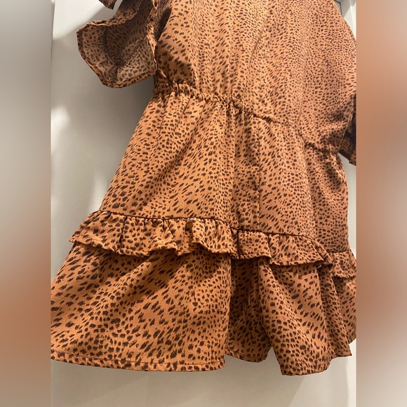 Storia Keep Your Edge Brown & Black Leopard Animal Print Ruffle Romper - S - Picture 15 of 17